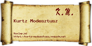 Kurtz Modesztusz névjegykártya